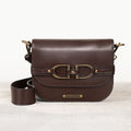 Delaney - Equestrian Stirrup Crossbody Luxury Leather Handbag in Deep Brown - URBANPICK FASHION