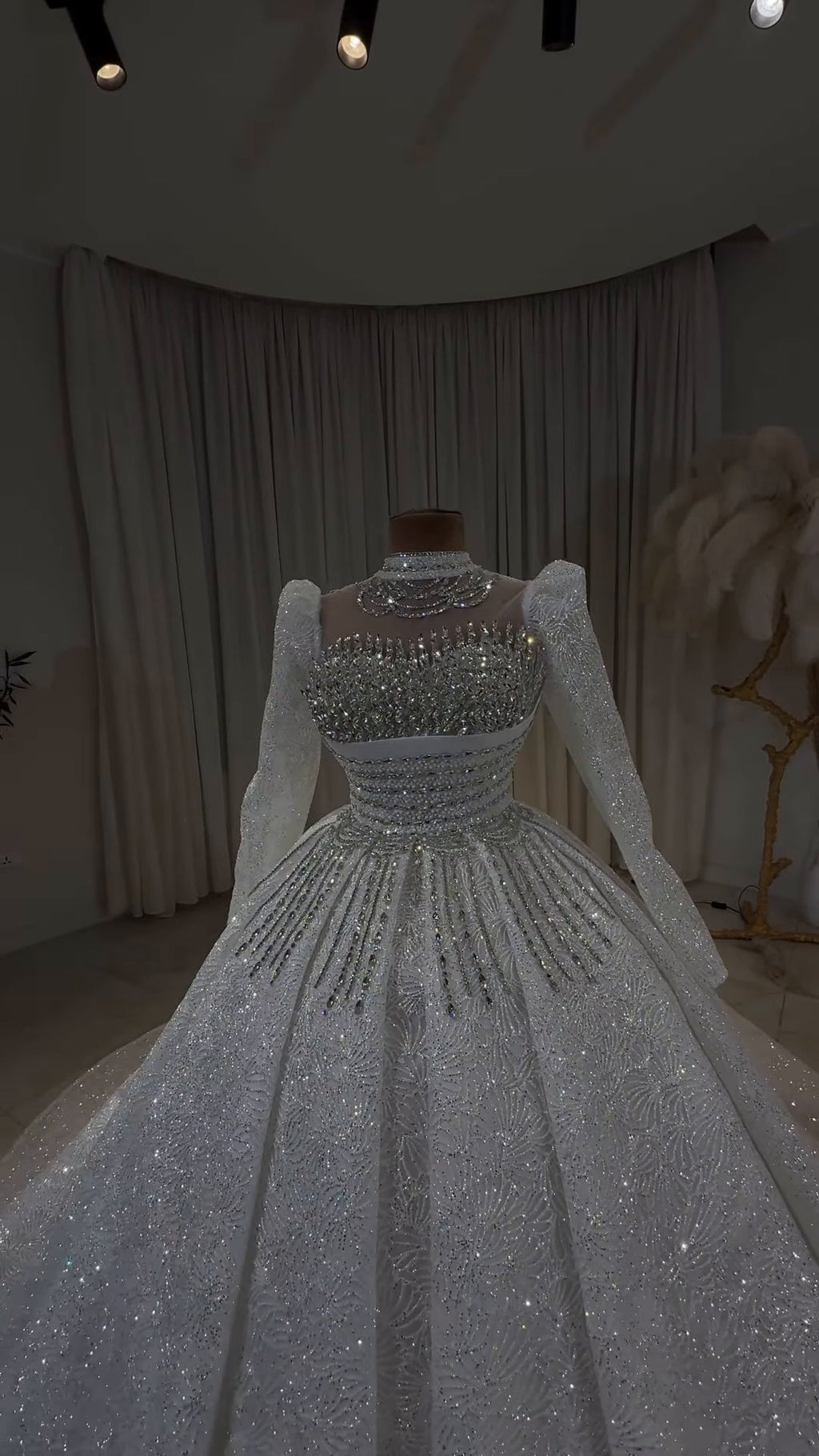 Luxury Crystal Embellished Off-Shoulder Princess Dress GD102 - URBANPICK FASHION
