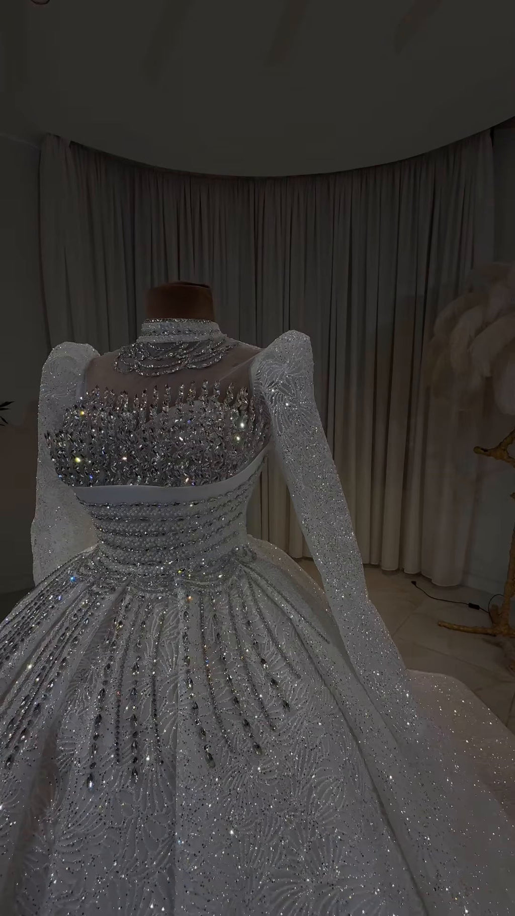 Luxury Crystal Embellished Off-Shoulder Princess Dress GD102 - URBANPICK FASHION