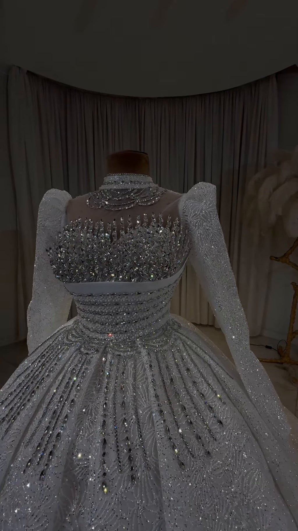Luxury Crystal Embellished Off-Shoulder Princess Dress GD102 - URBANPICK FASHION