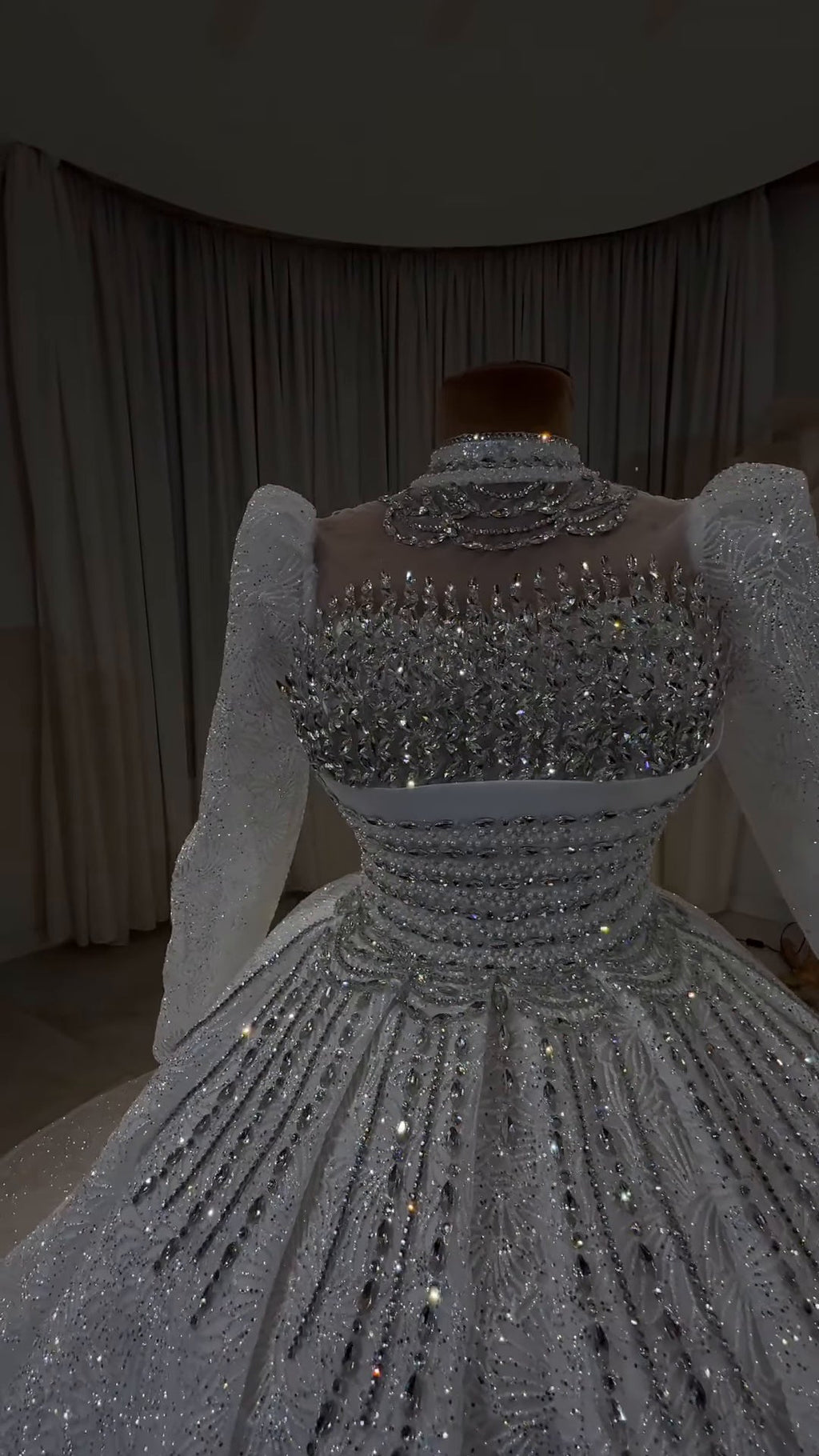 Luxury Crystal Embellished Off-Shoulder Princess Dress GD102 - URBANPICK FASHION
