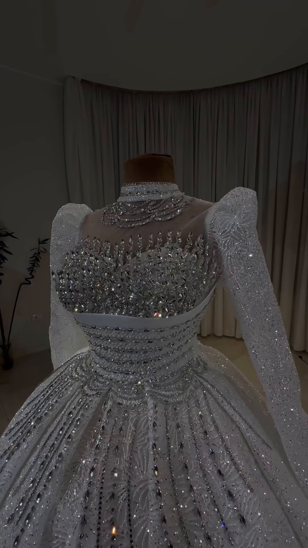 Luxury Crystal Embellished Off-Shoulder Princess Dress GD102 - URBANPICK FASHION