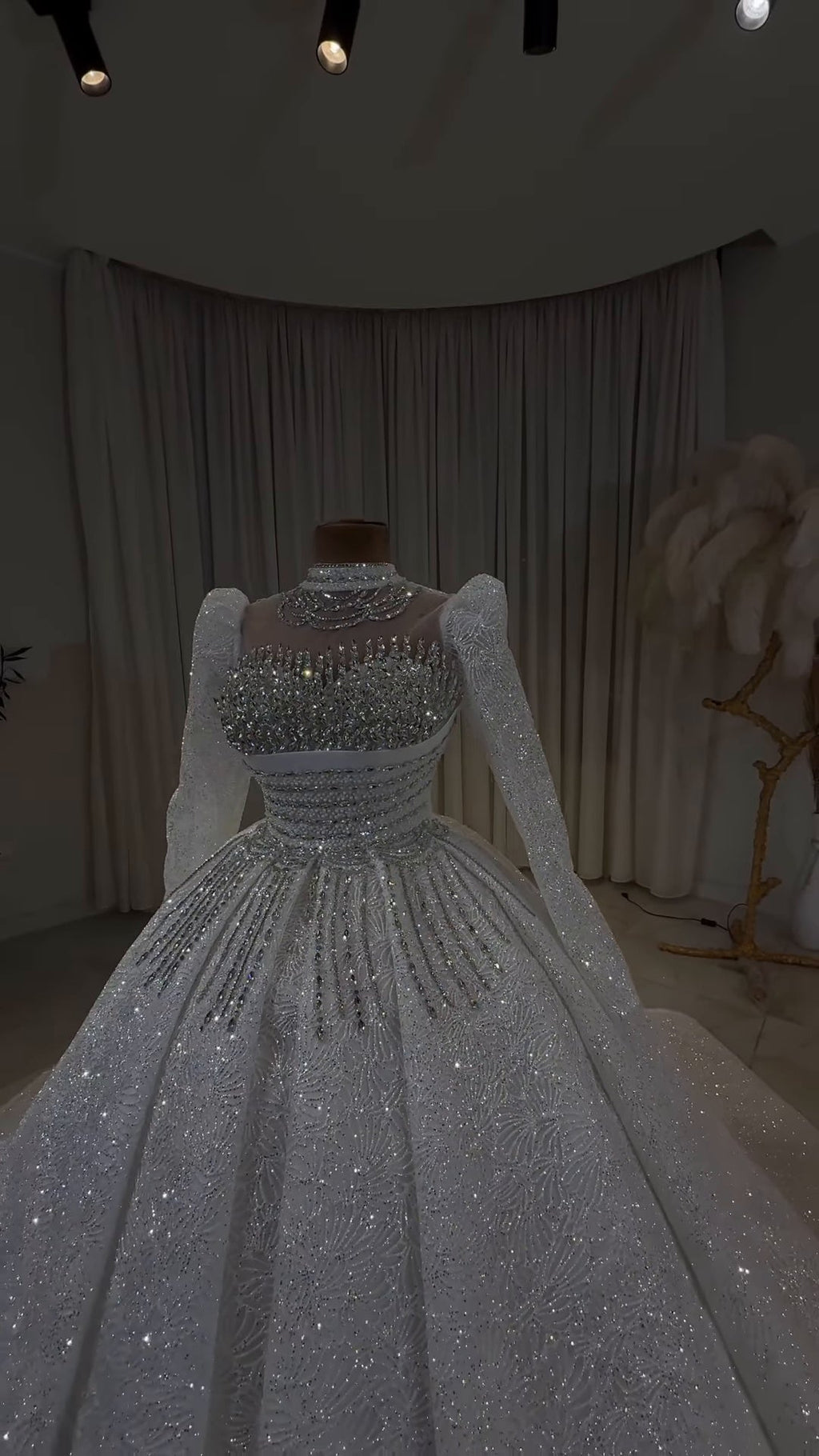 Luxury Crystal Embellished Off-Shoulder Princess Dress GD102 - URBANPICK FASHION