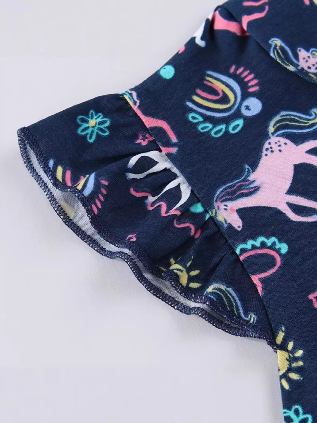 Children's Unicorn Print Ruffle Sleeve Dress - URBANPICK FASHION