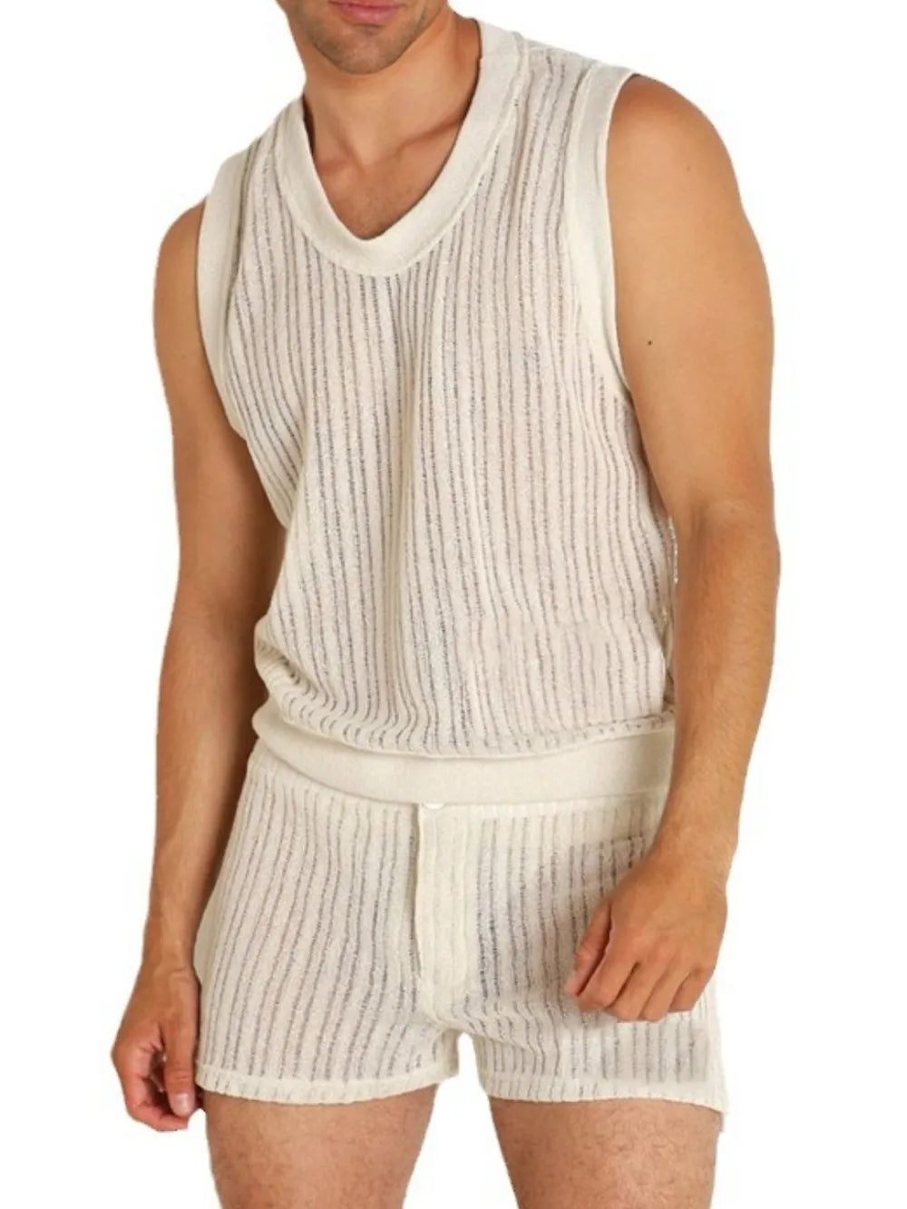 Men's Full Size Round Neck Tank and Shorts Set Plus Size - URBANPICK FASHION