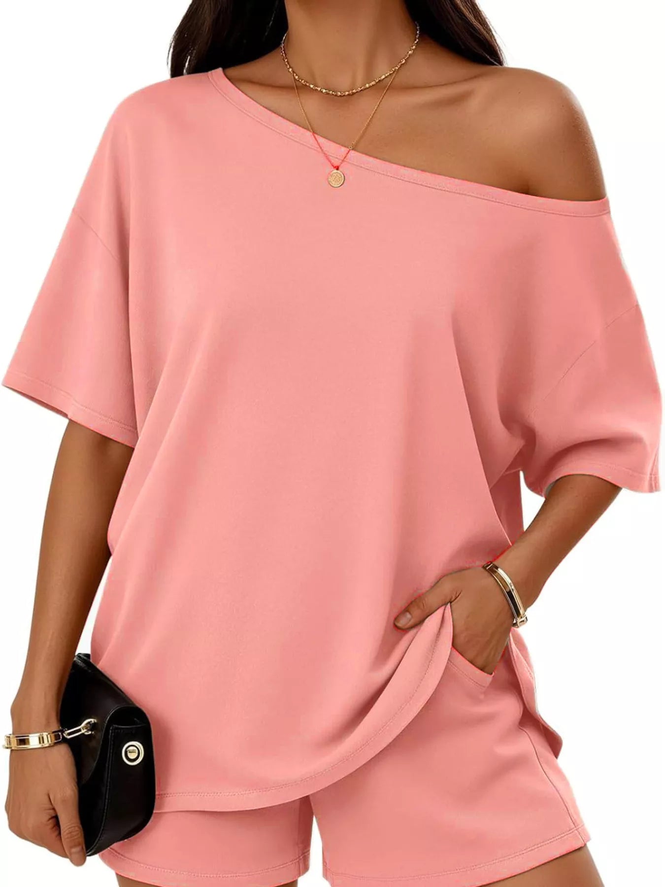 Full Size One Shoulder Top and Shorts Set Plus Size - URBANPICK FASHION