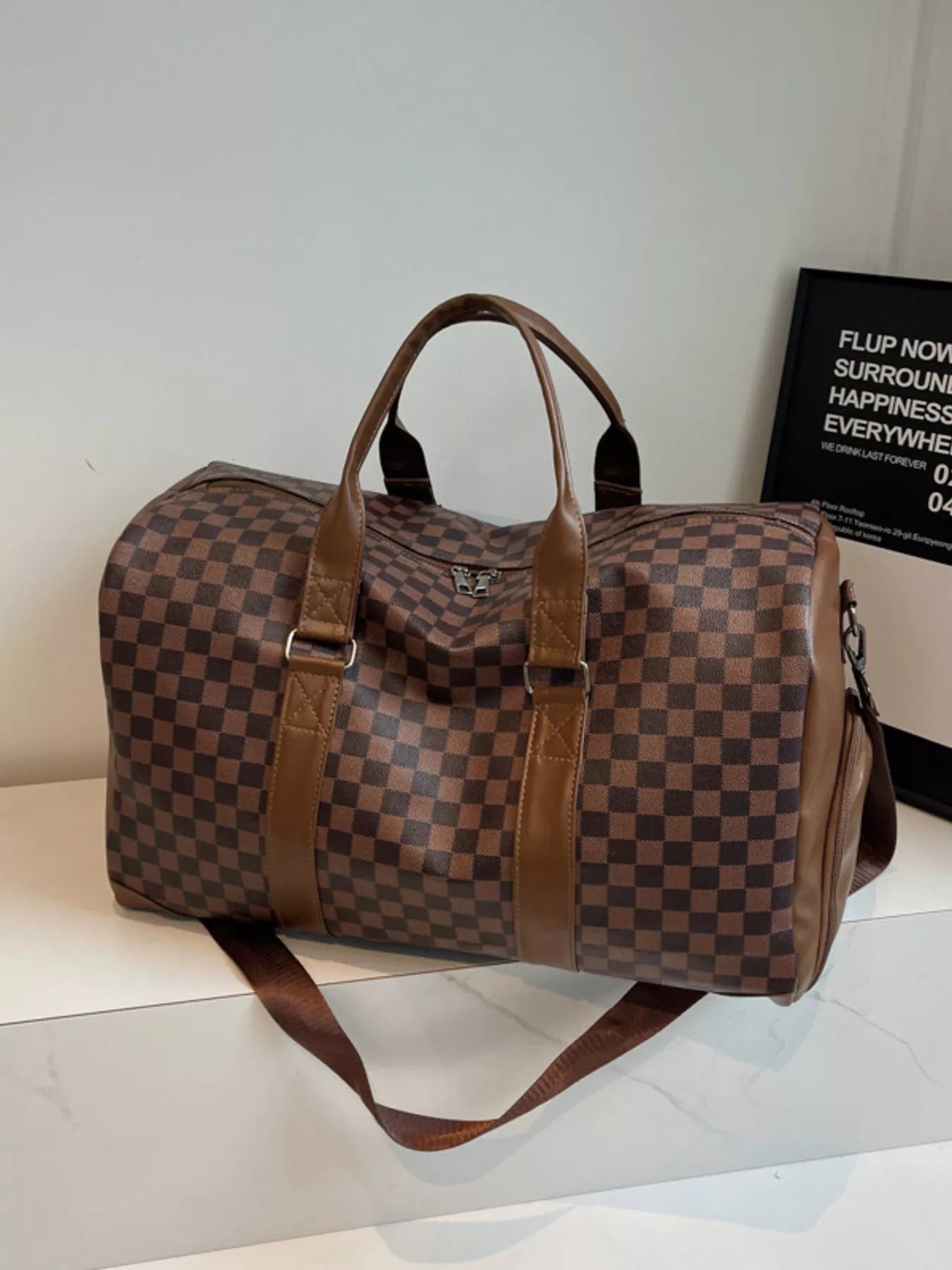 Checkered Pattern Travel Bag - URBANPICK FASHION