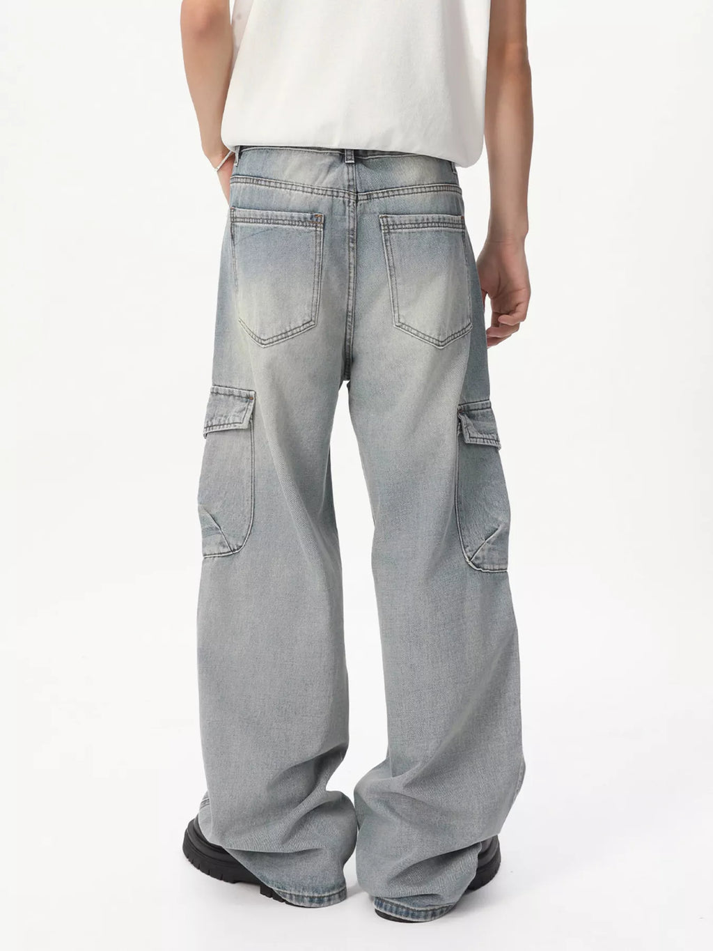 Men's Loose Fit Wash Cargo Jeans - URBANPICK FASHION