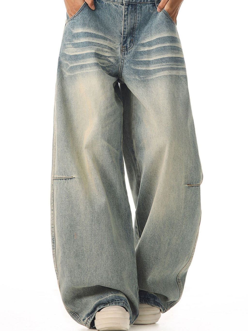 Men's Full Size Vintage Wash Wide Leg Jeans Plus Size - URBANPICK FASHION