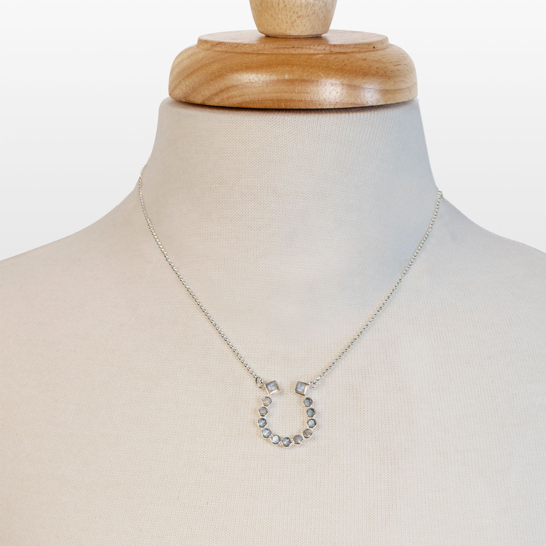 Keepsake - Moonstone Equestrian Horseshoe Necklace in Silver - URBANPICK FASHION