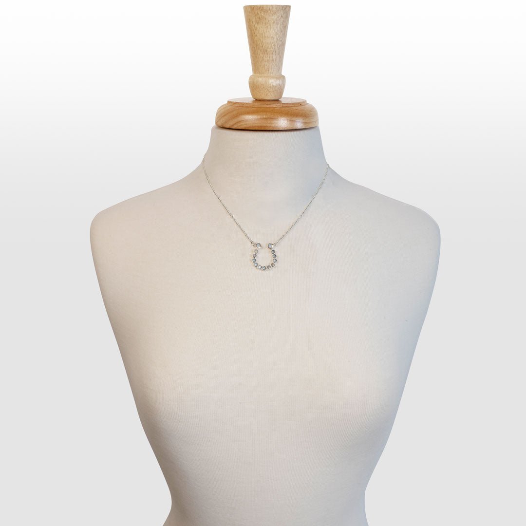 Keepsake - Moonstone Equestrian Horseshoe Necklace in Silver - URBANPICK FASHION