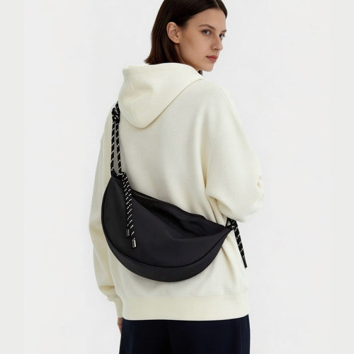 Casually Knotted Nylon Crescent Sling Bag - URBANPICK FASHION