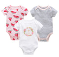 3-Piece Baby Bodysuit Set - Cotton Short Sleeve Outfit - URBANPICK FASHION