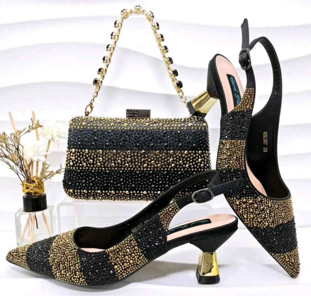 Ladies Shoes With Matching Bag Set- ED101