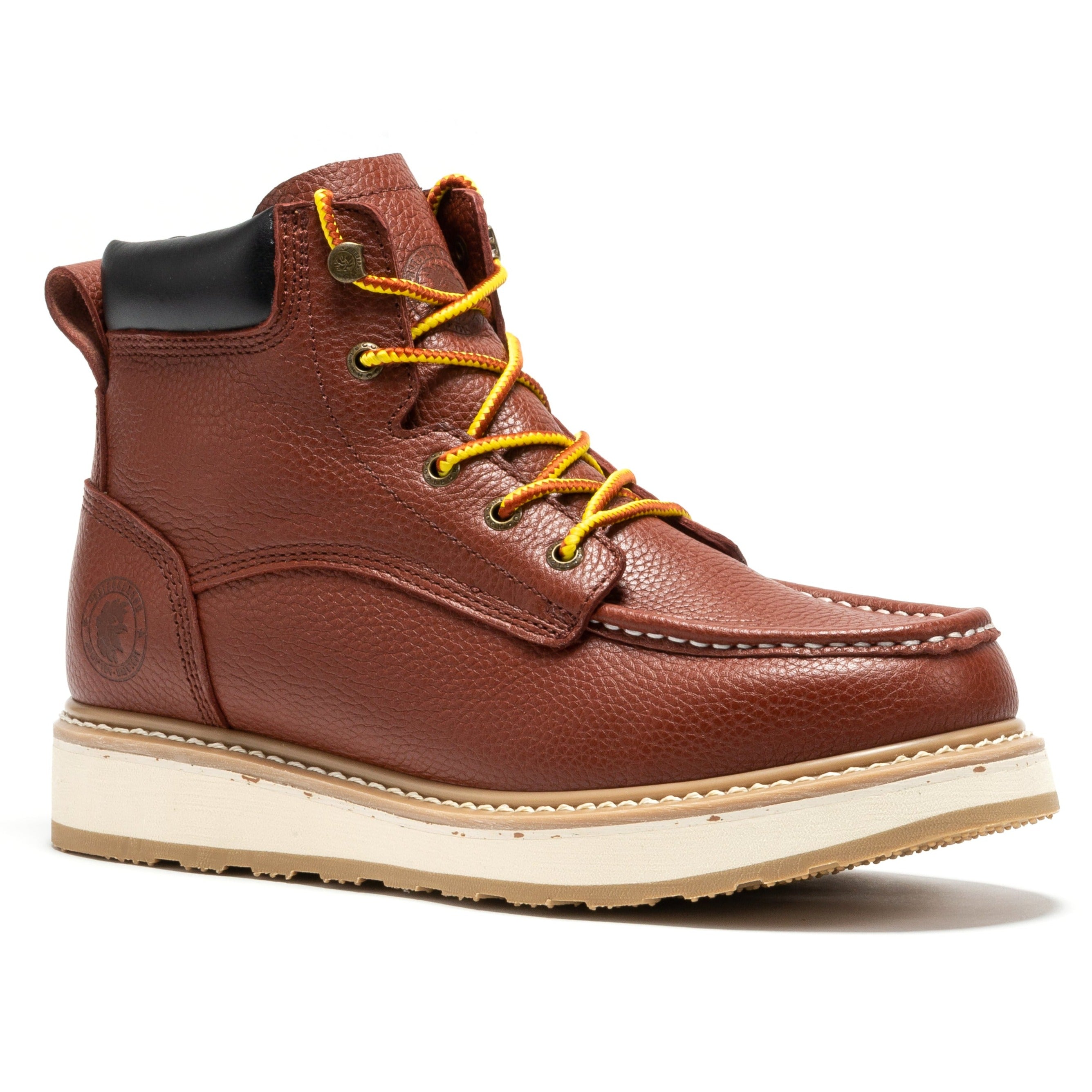 ROCKROOSTER Walker Men's 6 Inch Brown Soft Toe Wedge Work Boots SAP360 - URBANPICK FASHION