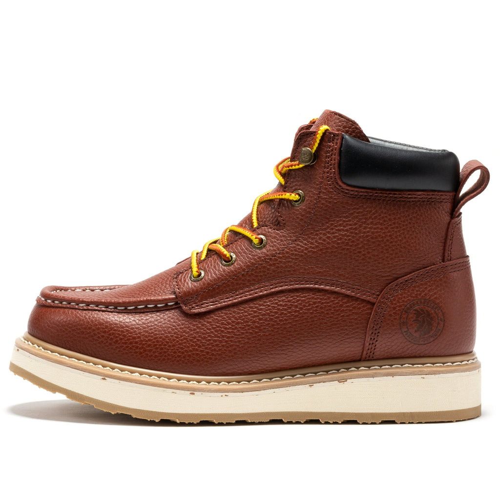 ROCKROOSTER Walker Men's 6 Inch Brown Soft Toe Wedge Work Boots SAP360 - URBANPICK FASHION