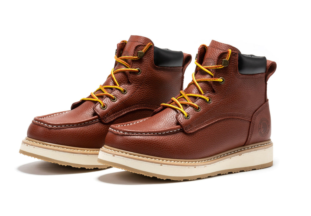 ROCKROOSTER Walker Men's 6 Inch Brown Soft Toe Wedge Work Boots SAP360 - URBANPICK FASHION