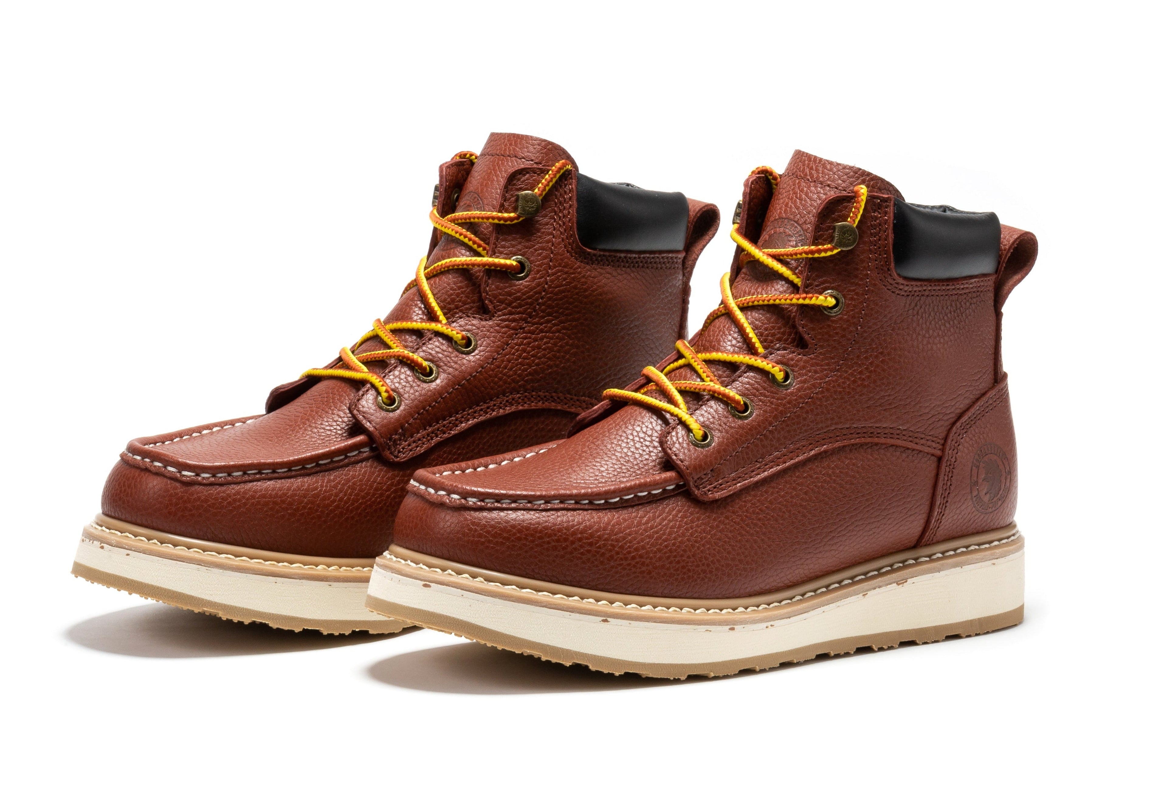 ROCKROOSTER Walker Men's 6 Inch Brown Soft Toe Wedge Work Boots SAP360 - URBANPICK FASHION