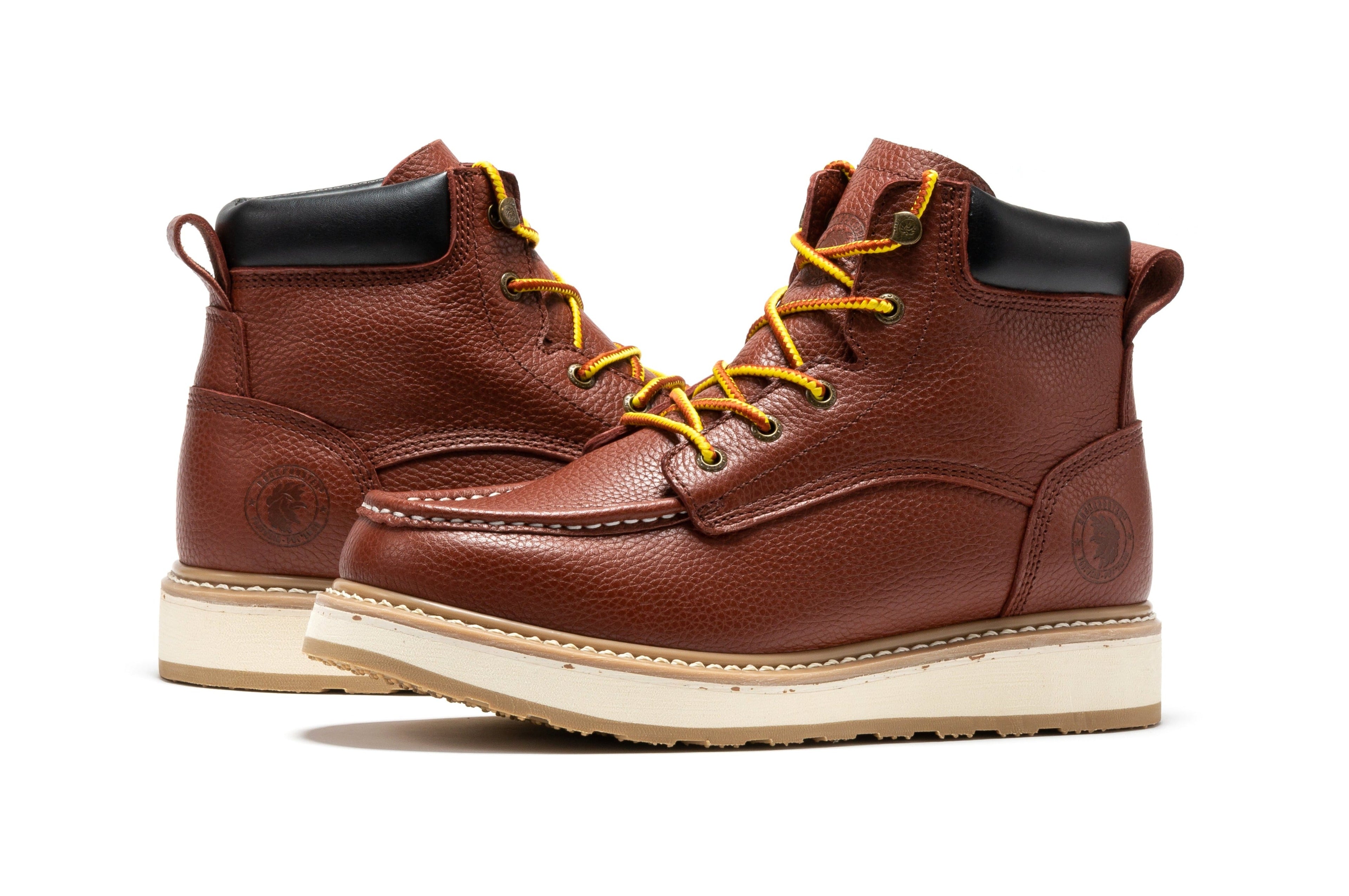 ROCKROOSTER Walker Men's 6 Inch Brown Soft Toe Wedge Work Boots SAP360 - URBANPICK FASHION