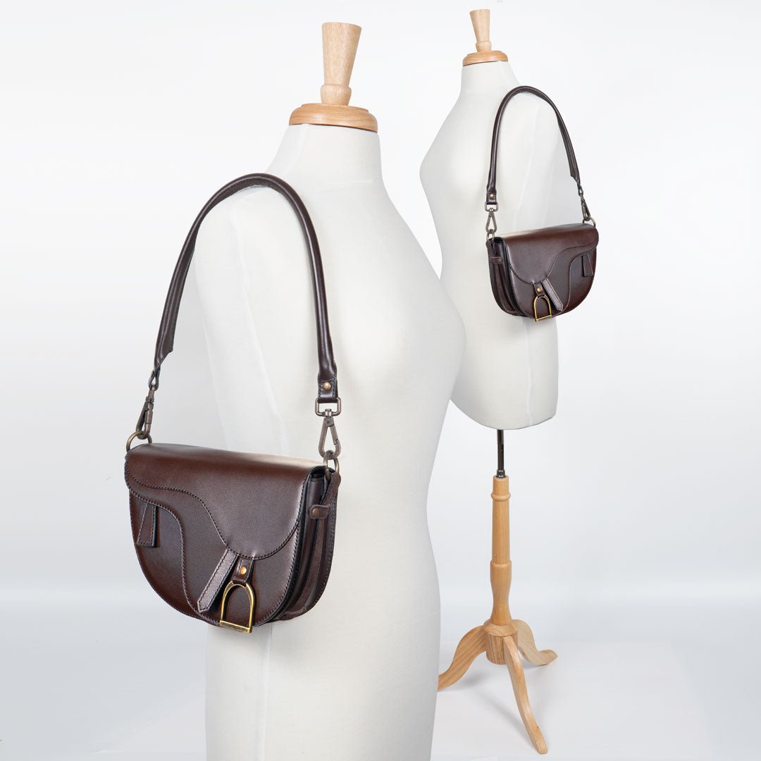 Signature Saddle Bag - Luxury Leather Handbag in Deep Brown - URBANPICK FASHION