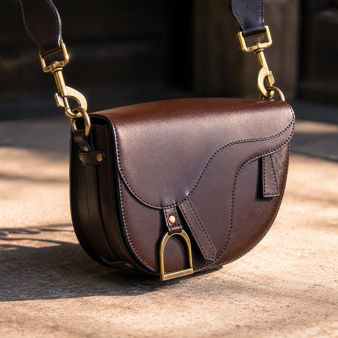Signature Saddle Bag - Luxury Leather Handbag in Deep Brown - URBANPICK FASHION