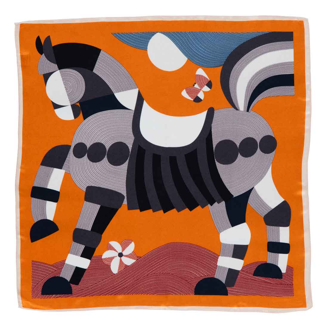 Troie - Stylized Equestrian Scarf in Tangerine - URBANPICK FASHION