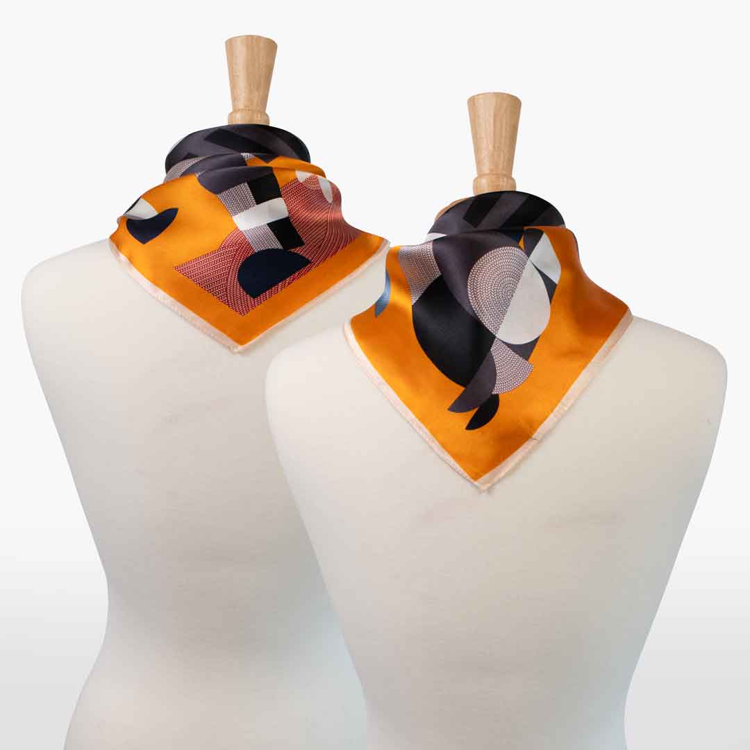 Troie - Stylized Equestrian Scarf in Tangerine - URBANPICK FASHION